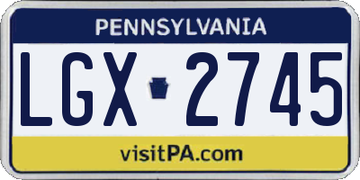 PA license plate LGX2745