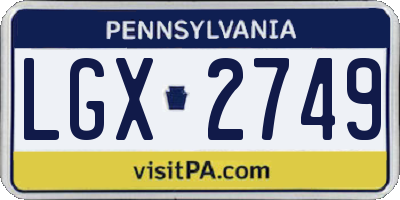 PA license plate LGX2749
