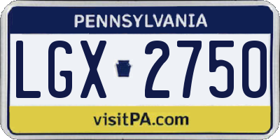 PA license plate LGX2750