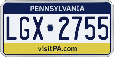 PA license plate LGX2755