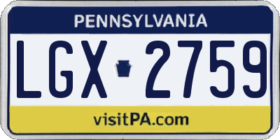 PA license plate LGX2759