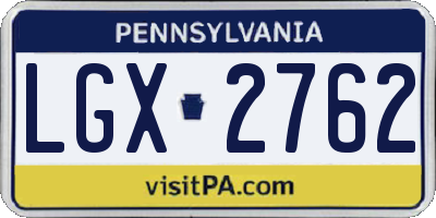 PA license plate LGX2762