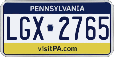 PA license plate LGX2765