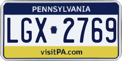 PA license plate LGX2769