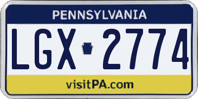 PA license plate LGX2774