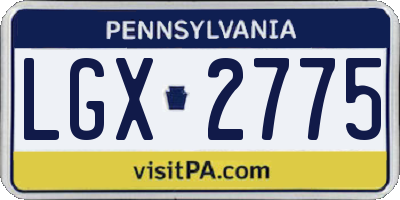 PA license plate LGX2775