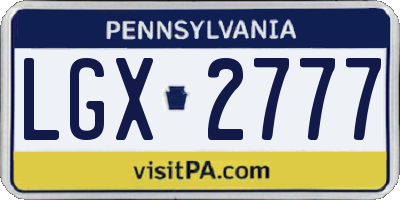 PA license plate LGX2777