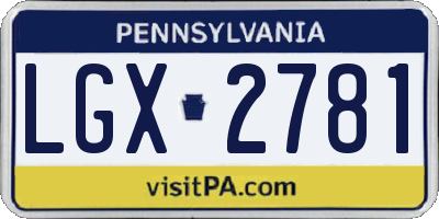 PA license plate LGX2781