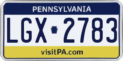 PA license plate LGX2783