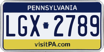 PA license plate LGX2789