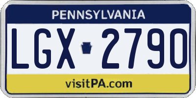 PA license plate LGX2790