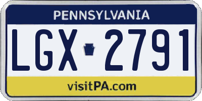 PA license plate LGX2791