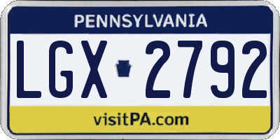 PA license plate LGX2792