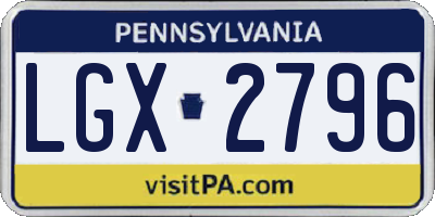 PA license plate LGX2796
