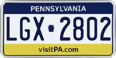 PA license plate LGX2802