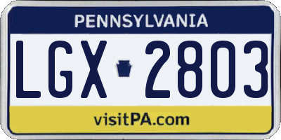 PA license plate LGX2803