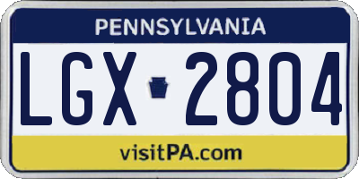 PA license plate LGX2804