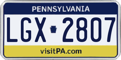 PA license plate LGX2807