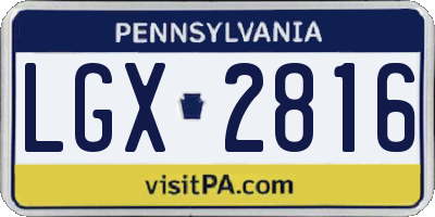 PA license plate LGX2816