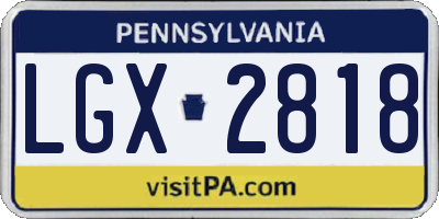 PA license plate LGX2818