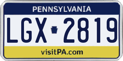 PA license plate LGX2819