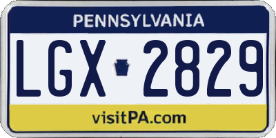PA license plate LGX2829