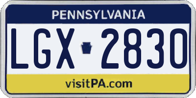 PA license plate LGX2830