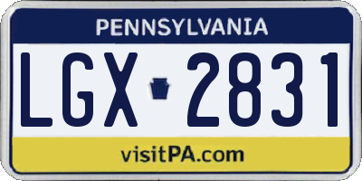 PA license plate LGX2831