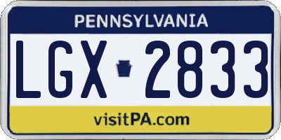 PA license plate LGX2833