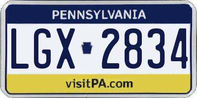 PA license plate LGX2834