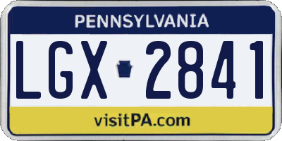 PA license plate LGX2841