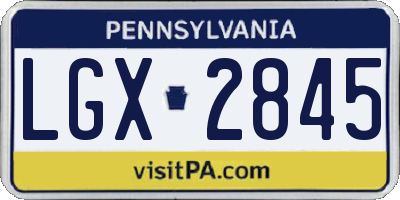 PA license plate LGX2845