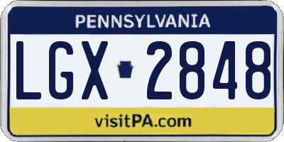 PA license plate LGX2848