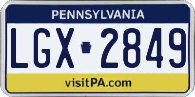 PA license plate LGX2849