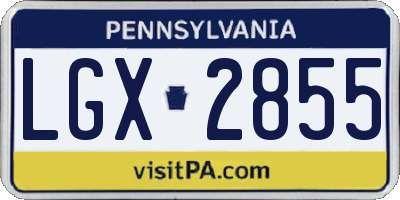 PA license plate LGX2855