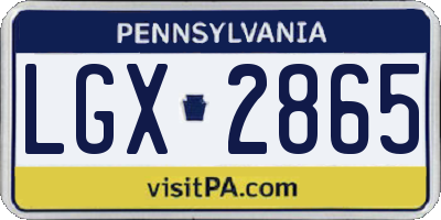 PA license plate LGX2865
