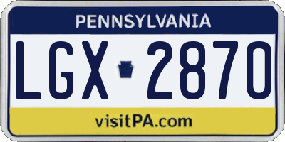 PA license plate LGX2870