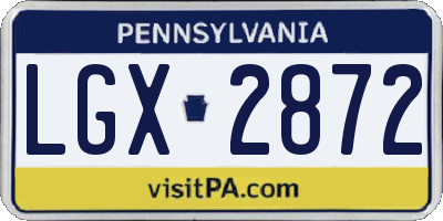 PA license plate LGX2872