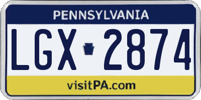 PA license plate LGX2874