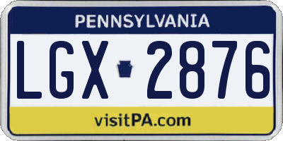 PA license plate LGX2876
