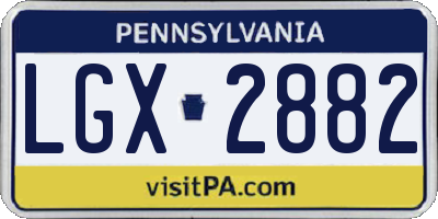 PA license plate LGX2882