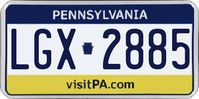 PA license plate LGX2885