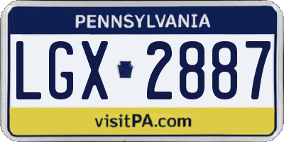 PA license plate LGX2887