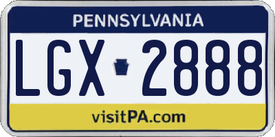 PA license plate LGX2888