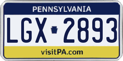 PA license plate LGX2893