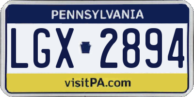 PA license plate LGX2894