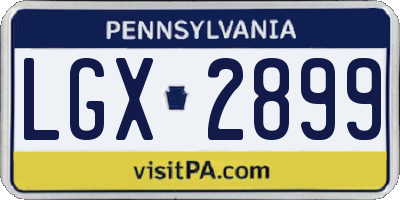 PA license plate LGX2899