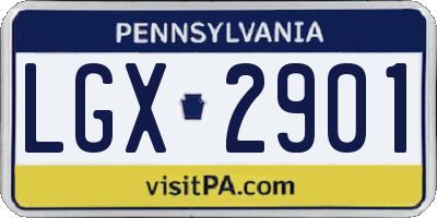PA license plate LGX2901
