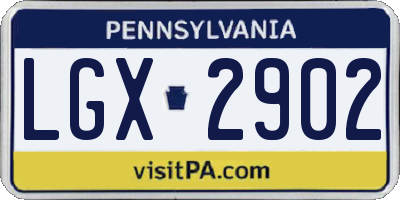 PA license plate LGX2902