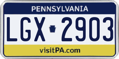 PA license plate LGX2903